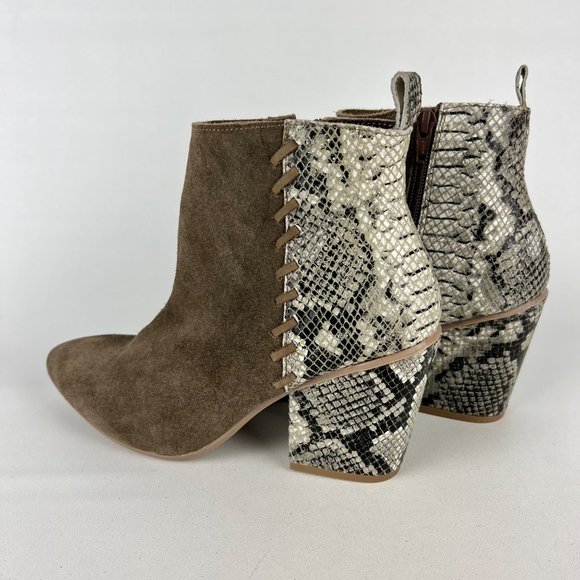 Naughty Monkey Saffron Womens Ankle Boot Taupe Suede Snake Print size 8.5 - Picture 9 of 15
